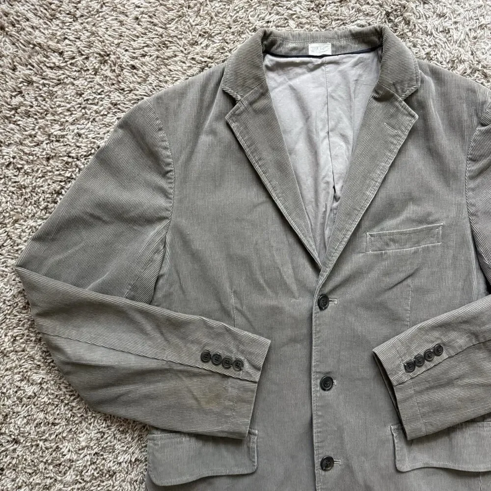 J. Crew Grey Corduroy Sport Blazer Suit Jacket 100% Cotton Men’s Size M / 40R
